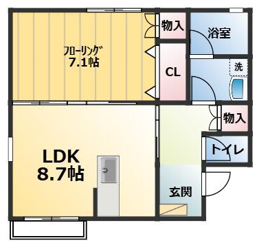 JR仙石線 小鶴新田駅 徒歩9分 3階建 築8年(1LDK/2階)の間取り写真