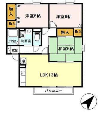 セジュール河原(3LDK/2階)の間取り写真