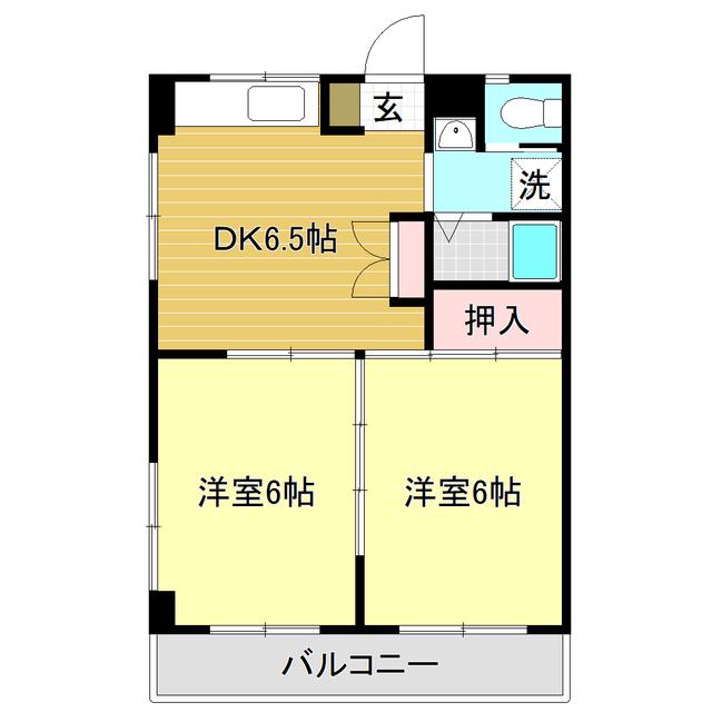 コーポ浜田(2DK/4階)の間取り写真