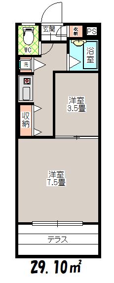 ジョイライフ桜上水(2K/2階)の間取り写真