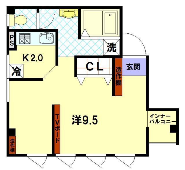 山本ビル(1K/2階)の間取り写真
