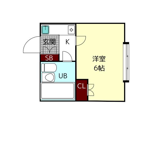 生駒ビル(1K/3階)の間取り写真