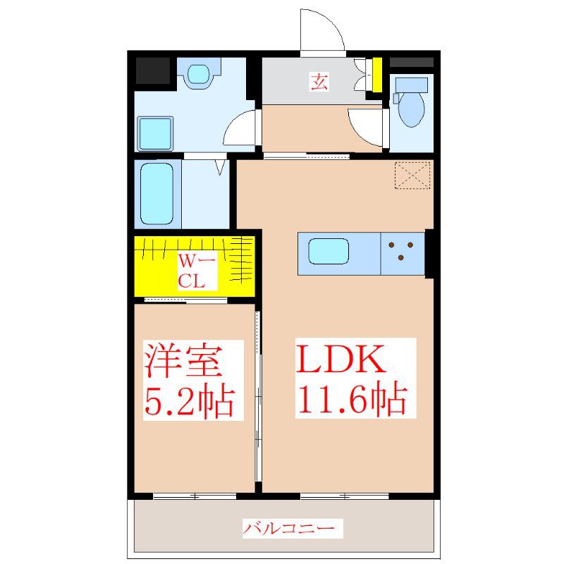 サングレイス(1LDK/3階)の間取り写真