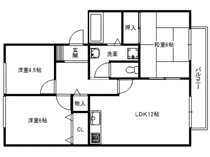 ボヌール(3LDK/2階)の間取り写真