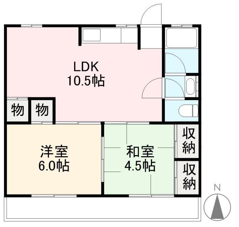 ヴェルヴィルKITA(2LDK/4階)の間取り写真