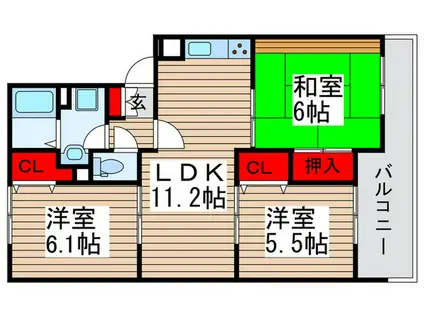 サンフィールド松戸(3LDK/1階)の間取り写真