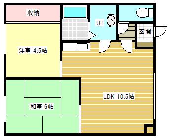 飛田ハイツB棟(2LDK/1階)の間取り写真