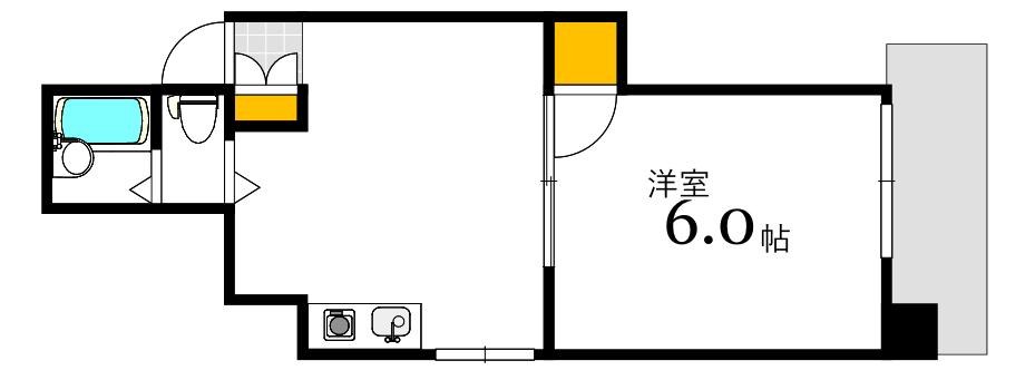 第1片山ビル(1LDK/4階)の間取り写真