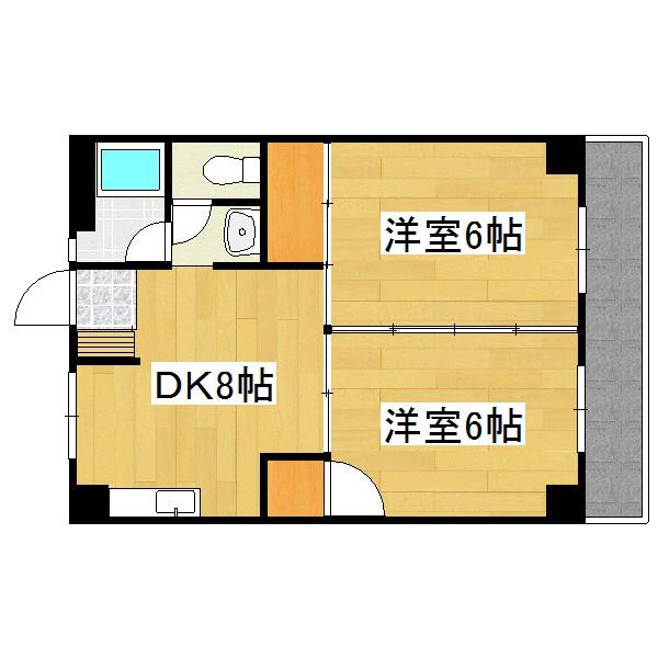 若原ハイツ(2DK/2階)の間取り写真