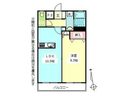 グレード上野(1LDK/1階)の間取り写真