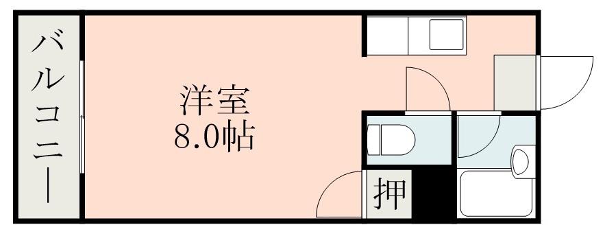 ビッグバーンズマンション下荒田(ワンルーム/5階)の間取り写真