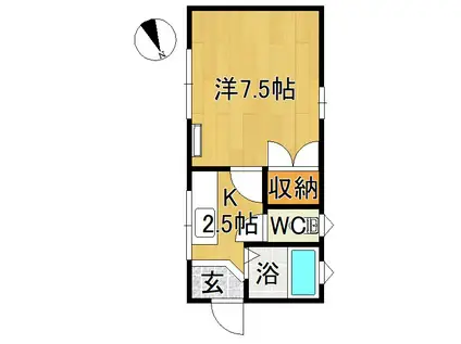 ギャザー77(1K/1階)の間取り写真