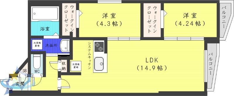 DIORE RESIDENCE SAPPORO(2LDK/4階)の間取り写真