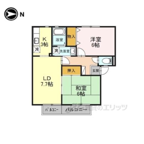 ファミール州見D(2LDK/2階)の間取り写真