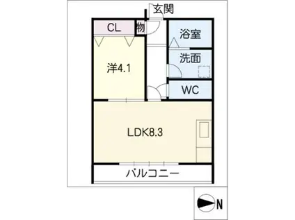 COCOA(1LDK/1階)の間取り写真