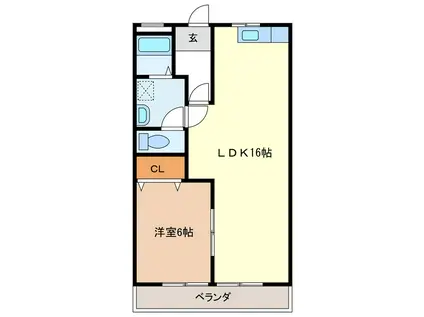 ダイアナポリス桜橋(1LDK/4階)の間取り写真