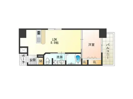 アバンティ南堀江イースト(1LDK/8階)の間取り写真