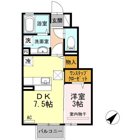 アーバンブリーズII(1DK/1階)の間取り写真