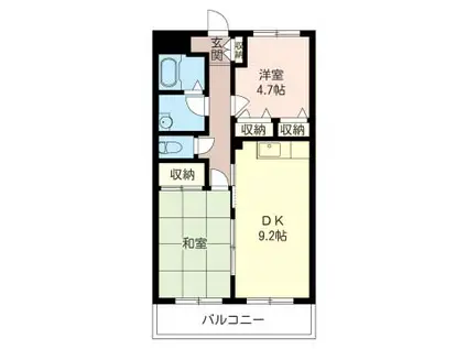 ポポラーレ相武台(2LDK/2階)の間取り写真
