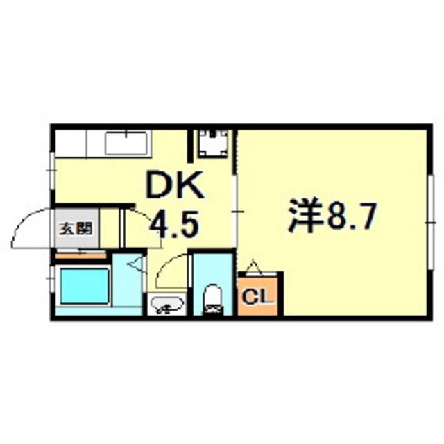 岡本梅林5号棟(1DK/3階)の間取り写真