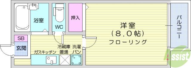 NOBLEPARK(1K/1階)の間取り写真