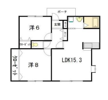 アンダンテ(2LDK/1階)の間取り写真