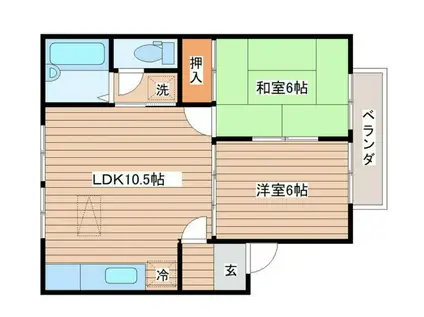 ウォクヒル・北山(2LDK/2階)の間取り写真