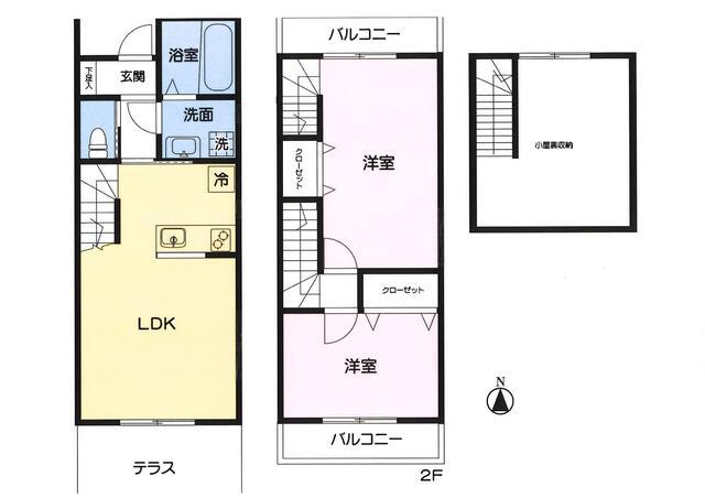 グレイス高三潴(2LDK/1階)の間取り写真