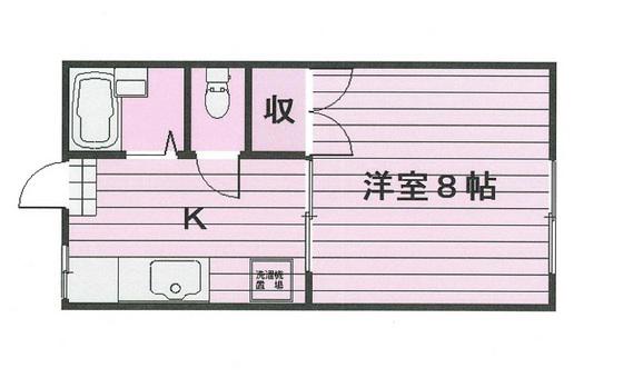 パールハイツB(1K/2階)の間取り写真