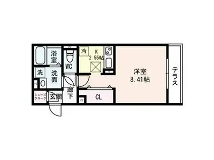 エルミタージュ羽根(1K/2階)の間取り写真