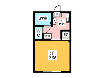 ボヌール(1K/1階)の間取り写真