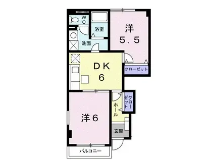 リザイア III(2DK/1階)の間取り写真