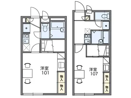 レオパレスチェルキオ(1K/2階)の間取り写真