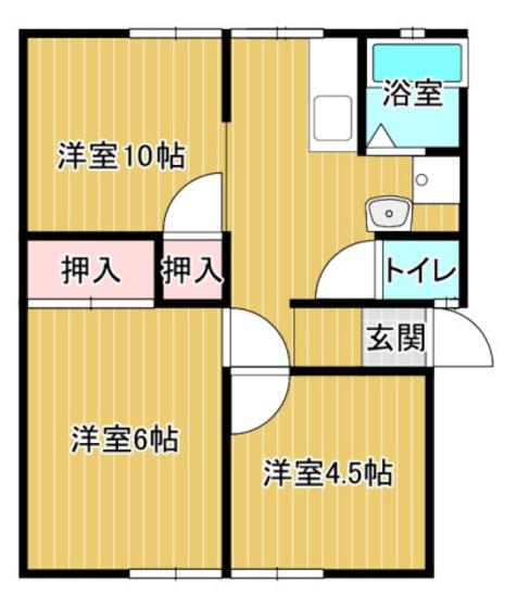 ティンカーベルB棟(2LDK/2階)の間取り写真