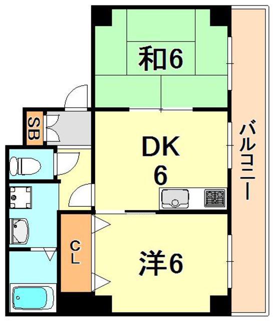 シェルハウス(2DK/3階)の間取り写真