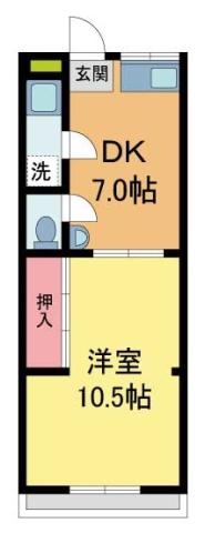 仁川コーポA棟(1LDK/4階)の間取り写真