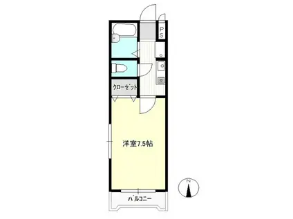 ウエストヒルズ野田D棟(1K/2階)の間取り写真