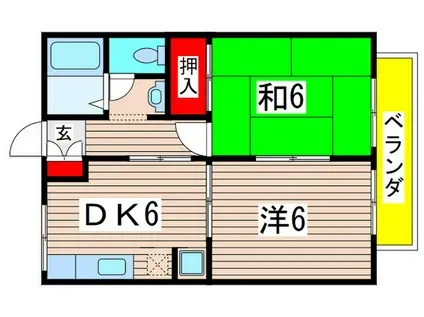 メゾンハイブリッジB(2DK/2階)の間取り写真