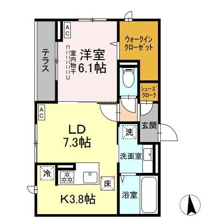 CLASSEUM仙台小田原 IV(1LDK/1階)の間取り写真