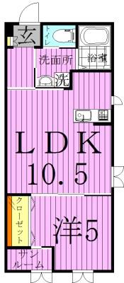 ラヴィエント綾瀬(1LDK/5階)の間取り写真