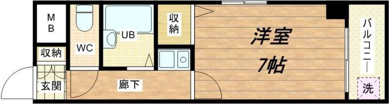 味原青山ビル(1K/3階)の間取り写真