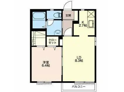 メゾーネ・アサヒ(1LDK/2階)の間取り写真