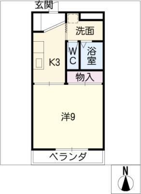 名鉄竹鼻線 江吉良駅 徒歩6分 3階建 築33年(1K/1階)の間取り写真