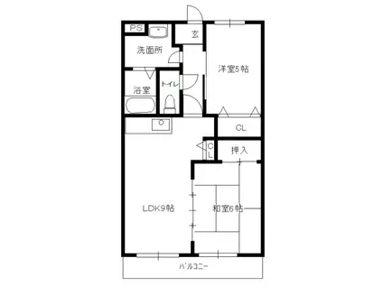 サンパレス大胡(2LDK/3階)の間取り写真