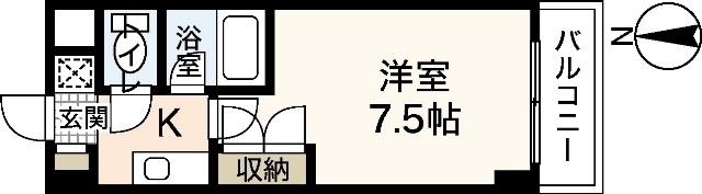 VILLA大芝(1K/7階)の間取り写真