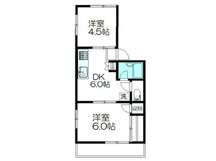 メゾンパール(2DK/2階)の間取り写真