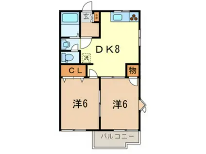 フレグランス田沼(2DK/2階)の間取り写真