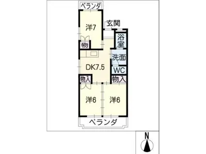 レジデンス南谷(3DK/4階)の間取り写真