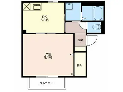 オラシオン D(1DK/1階)の間取り写真