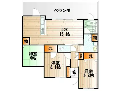 以和貴マンション須賀町(3LDK/2階)の間取り写真